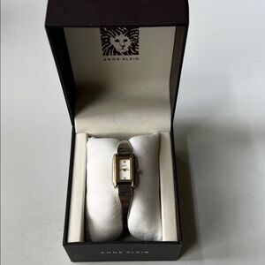 Anne Klein Two-Tone Silver and Gold Rectangular Bracelet Watch New